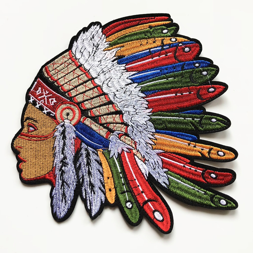 Large Embroidery Indian Chief Feather Iron On Patch Badge Bag Jeans ...