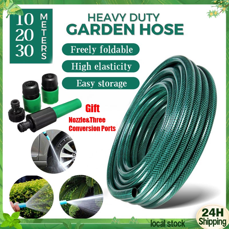 10/20/30 Meter Garden Hose Heavy Duty PVC With Spray Nozzle For Plant ...