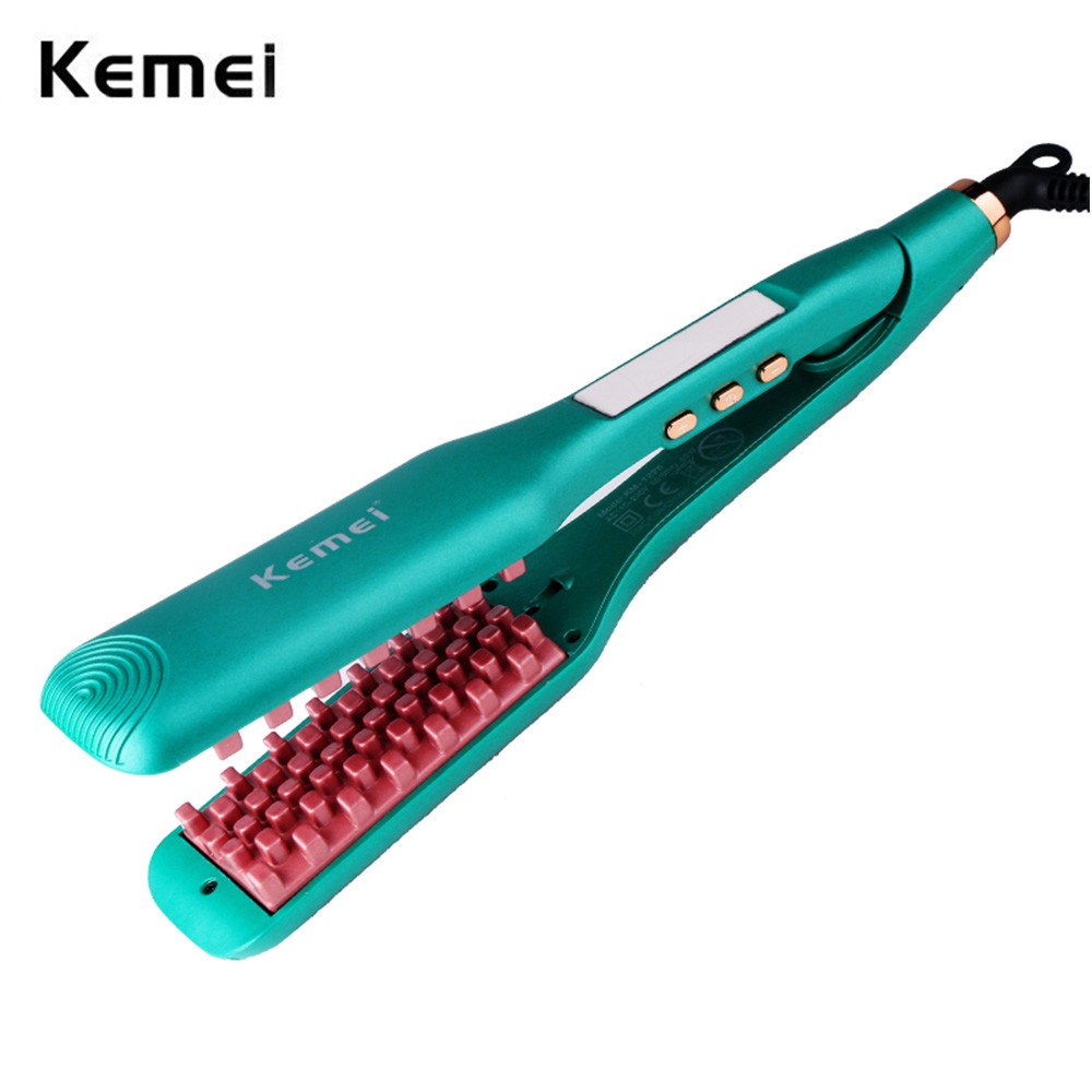Kemei 3D Grid Hair Crimper Volumizer Ceramic Professional Hair Fluffy Corrugated Curler Flat