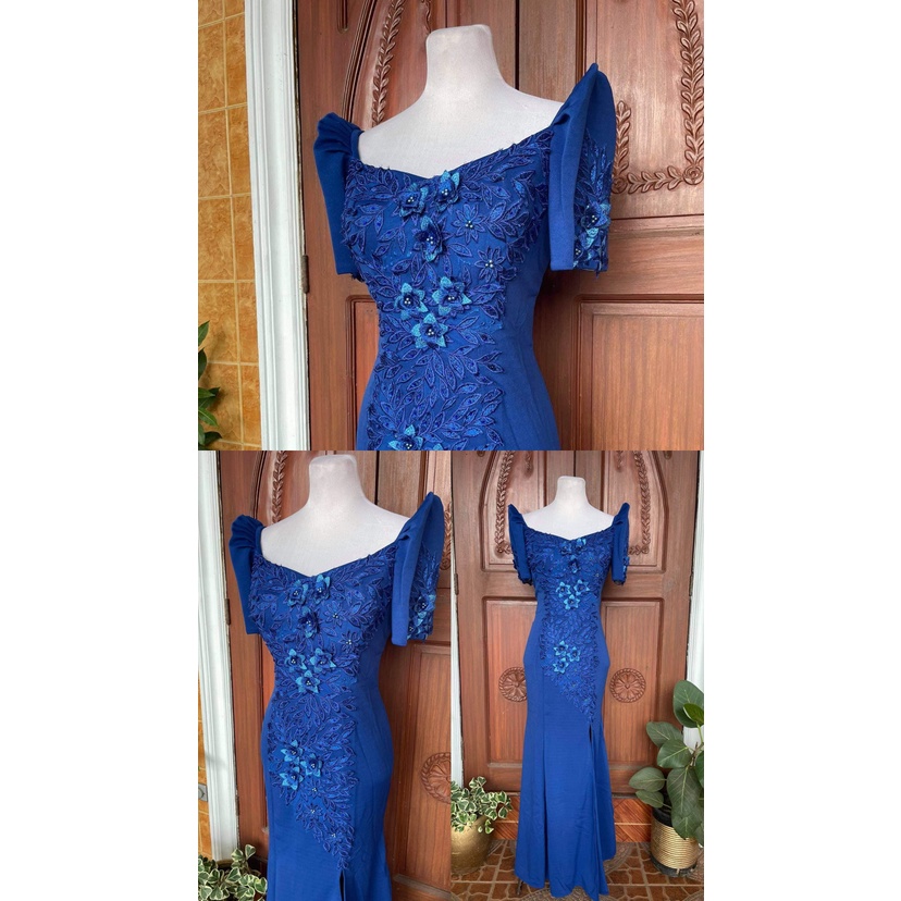 Blue filipiniana hot sale gown