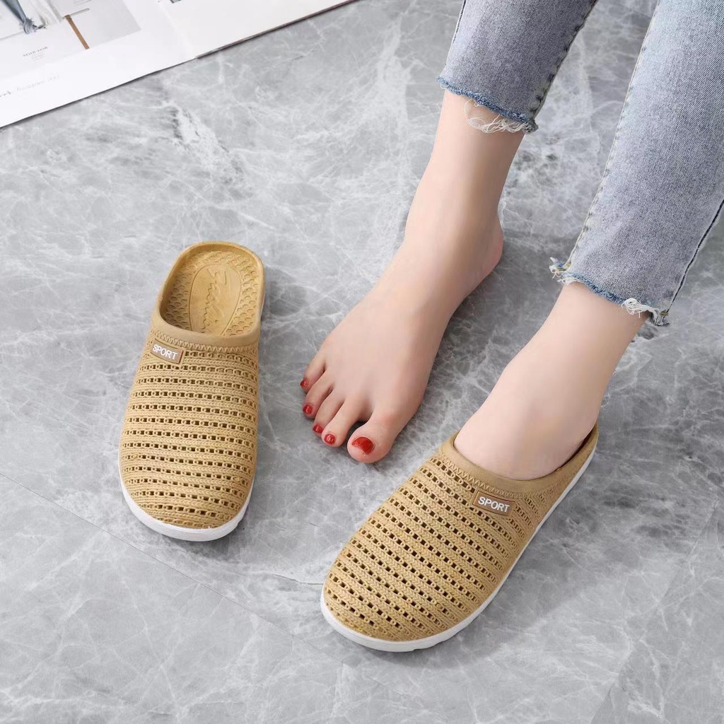 KOREAN Simple Fashion Women's Outdoor PVC Half Shoes Loafers | Shopee ...