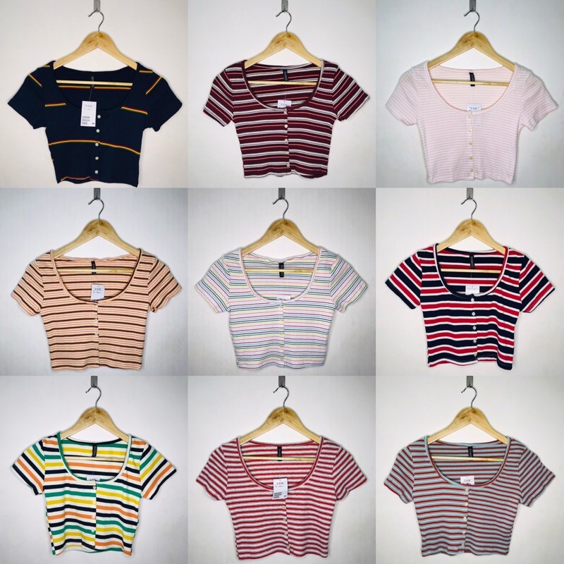 H M Divided Button Down Crop Top Shopee Philippines