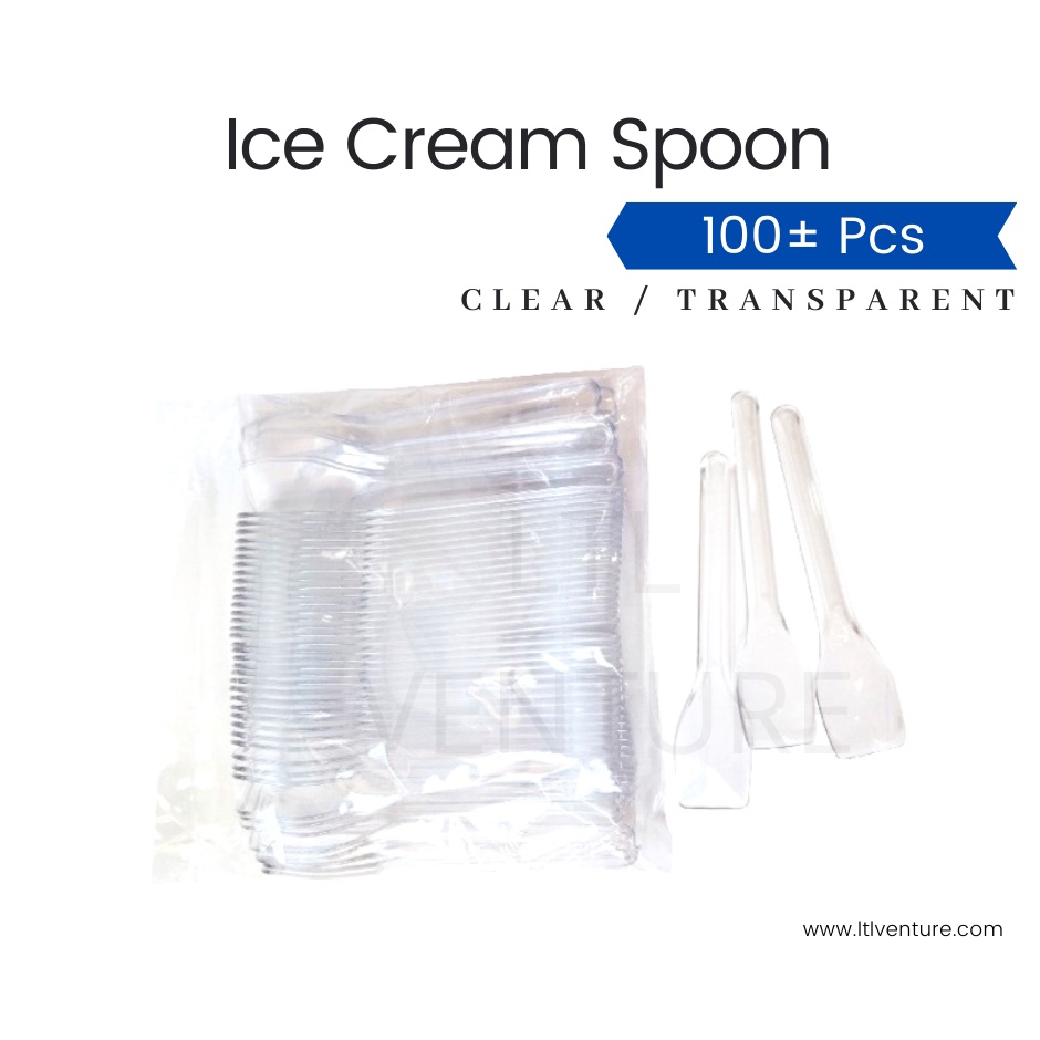 Ice Cream Spoon Disposable Transparent/Clear/Dessert/Plastic Cutlery ...