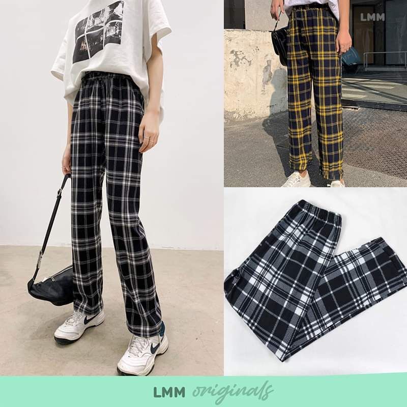 pranela pants checkered pants women trousers plaid desugn garterized ...