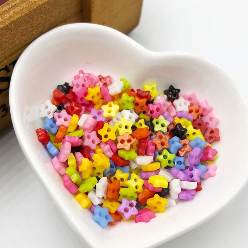 100 pcs 6mm Star Mini Resin Tiny Buttons Craft Sewing Tools Decorative ...