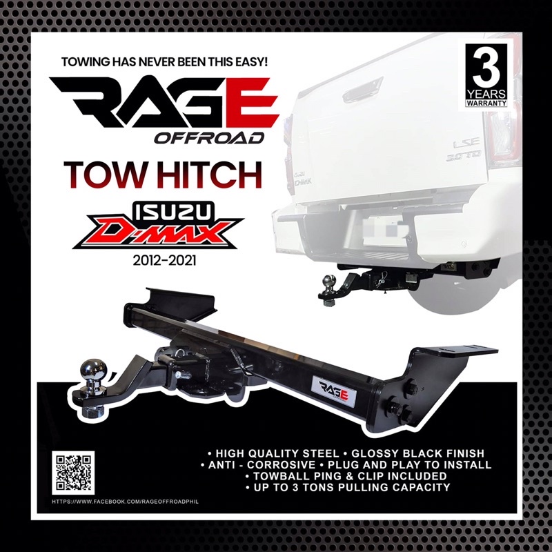 RAGE OFFROAD TOW HITCH (FOR FORD RAPTOR, ISUZU DMAX, REVO,RANGER, JIMNY) Shopee Philippines
