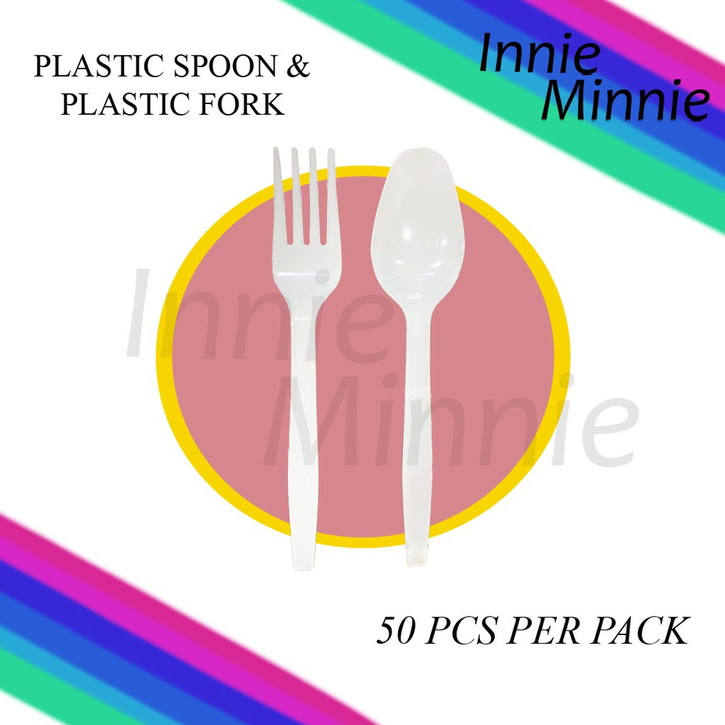 [50pcs] DISPOSABLE PLASTIC SPOON AND FORK, UNTENSILS Shopee Philippines