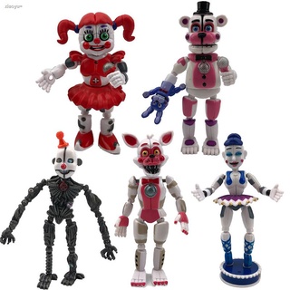 New 5Pcs FNAF Anime figure with light Five Nights Game Pvc Action Figures  Bonnie Foxy Toys Fazbear Bear Doll Model Toys Birthday Gifts For Kids