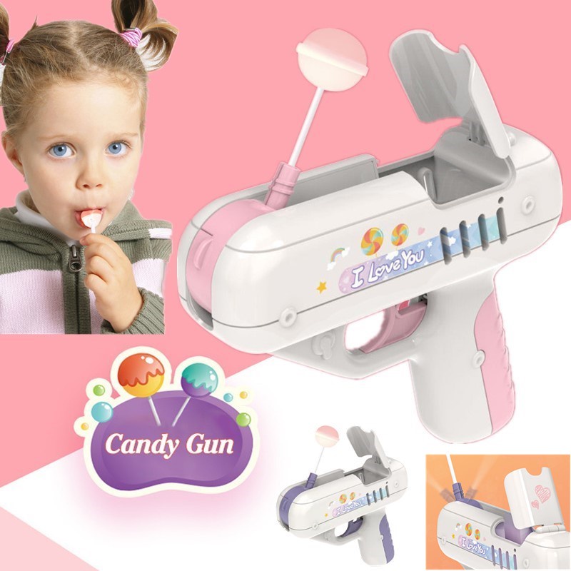 Candy Lollipop Gun Send 3 Lollipop Sweet Novelty Toys Candy Storage Box