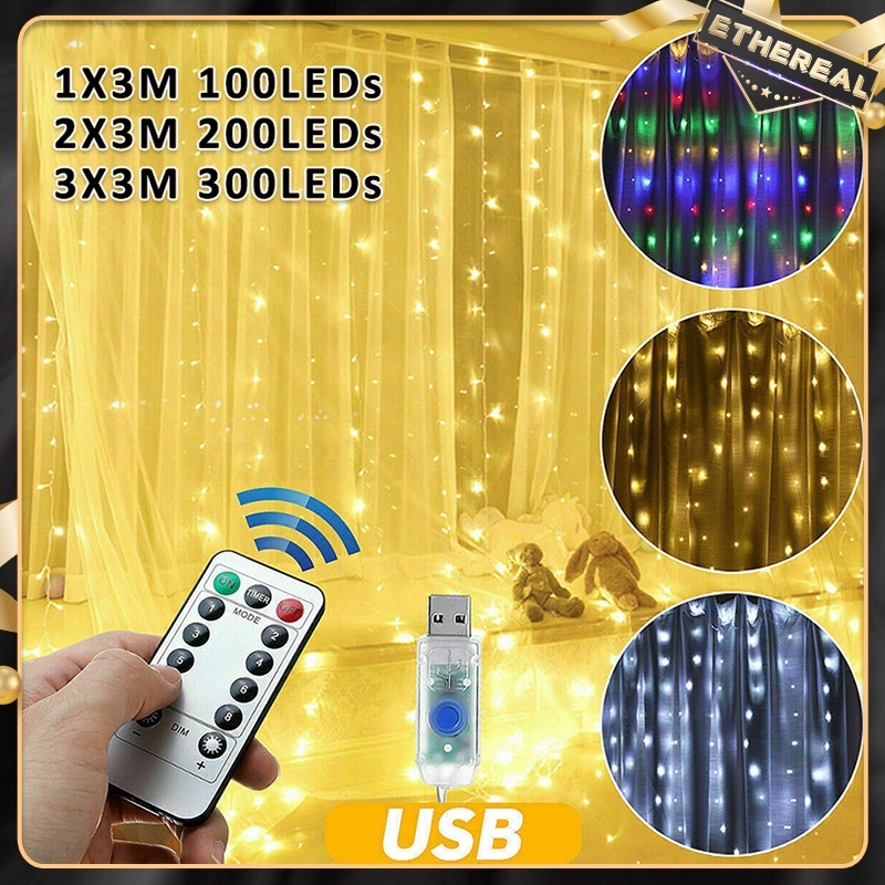 Remote Control Curtain String Lights 300led Lights Fairy Lights Decor