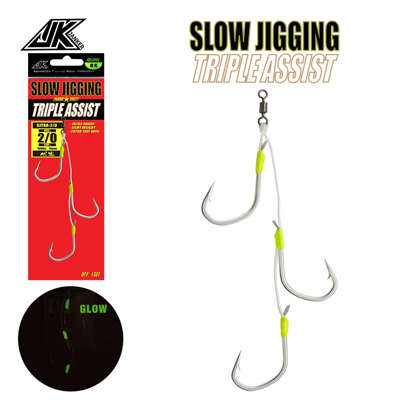 JK Sea Fishing Hook 4X Heavy Slow Jigging Hooks Saltwater For Slow Jig Tuna Hook  5/0 6/0 Fishing Assist Hook