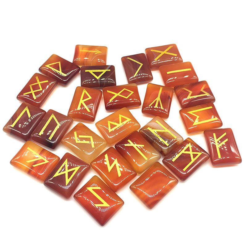 25pcs Green Aventurine Stone Runes Set Home Table Decor Tiger Eye Black ...