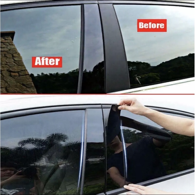 8pcs GLOSSY BLACK WINDOW PILLAR TRIM COVER FOR TOYOTA VIOS 2014 TO 2018 ...