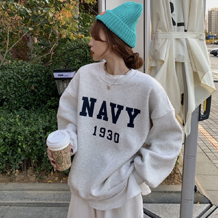 Women Korean Fashion Personality Letter Printed Sweatshirt Loose ...