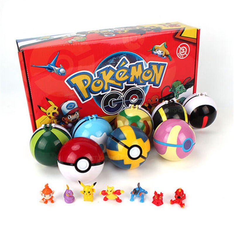 【Ready Stock】8pc Pokemon Pokeball + Figures 7cm Blasting Deformation ...