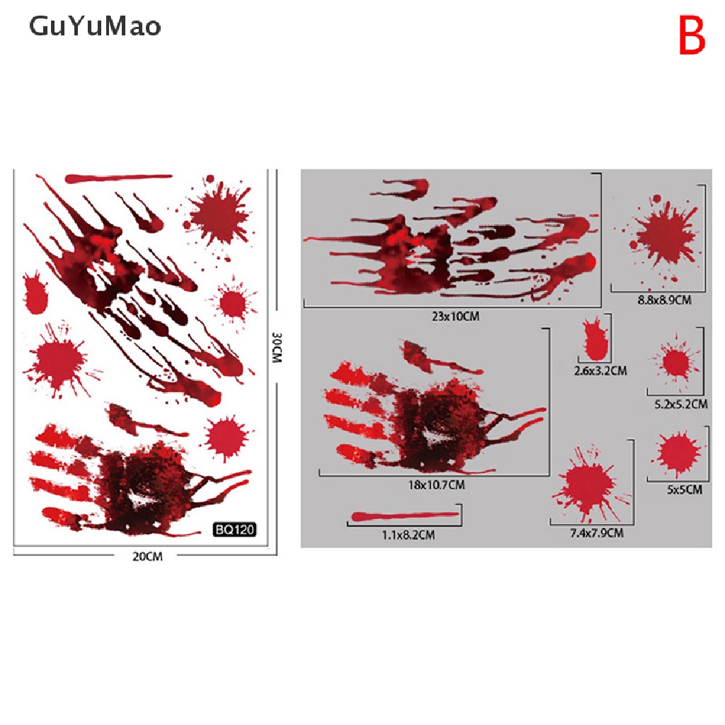 [cxGUYU] Halloween Stickers Horror Blood Hand Print Door Stickers ...