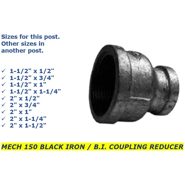 1 1 2 X 1 2 To 2 X 1 1 2 MECH 150 BLACK IRON B I COUPLING