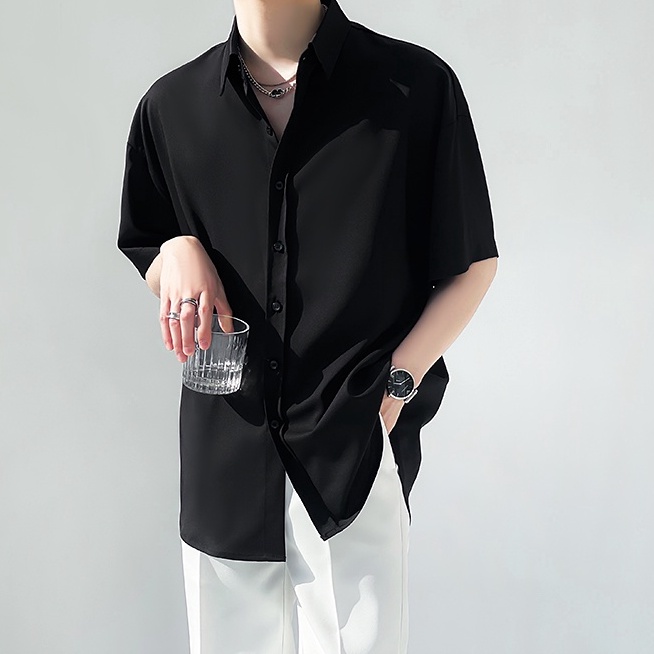 【Ready Stock】5 Color Korean Style Short Sleeve Plain Casual Shirt For ...