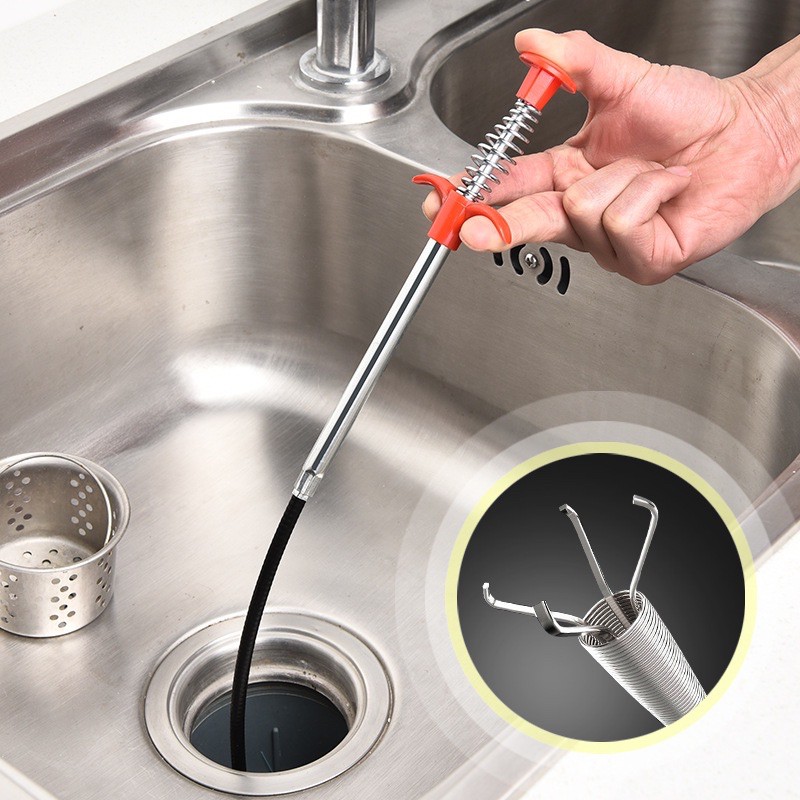 Steel Plumbing Clog Drain Remover Spring Pipe Dredge Cleaner | Shopee ...