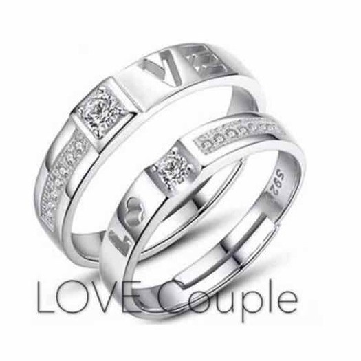 [Maii] 2pcs Crystal Diamond Silver Couple Wedding Adjustable Jewelry ...