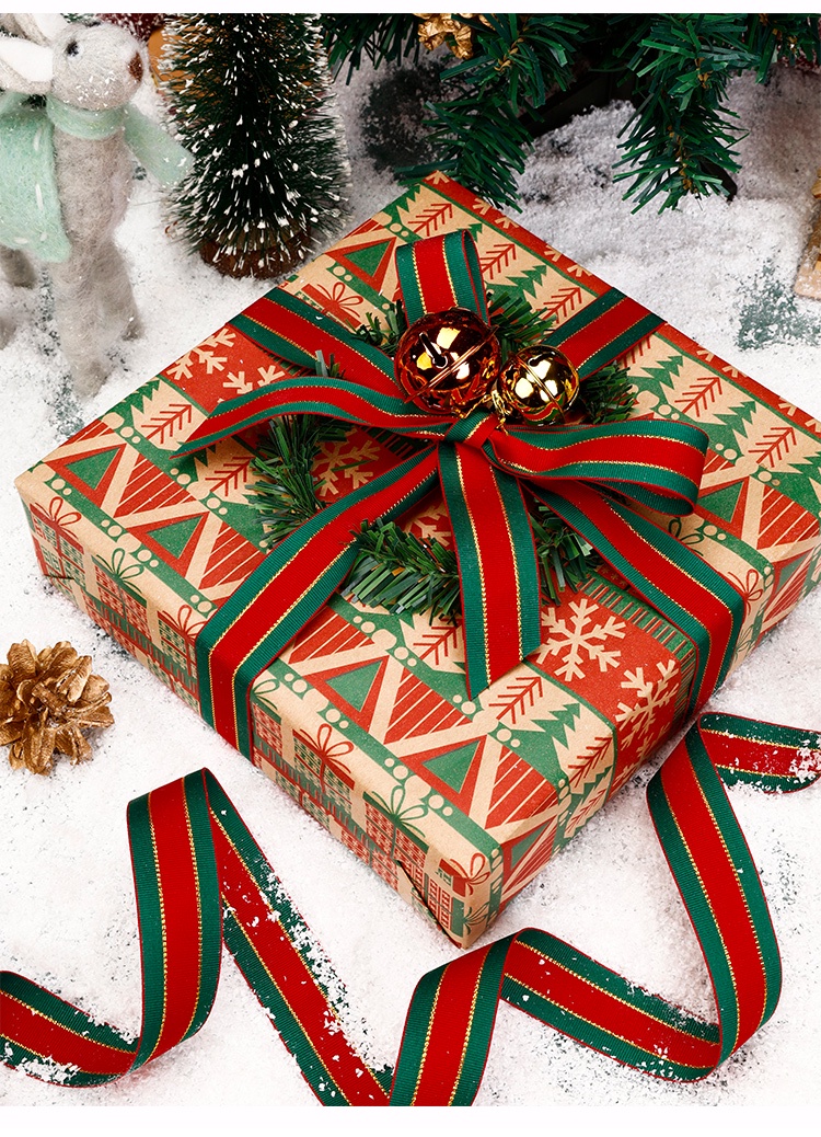 9metres/roll Merry Christmas Ribbon Gift Packaging Red and Green Ribbon ...