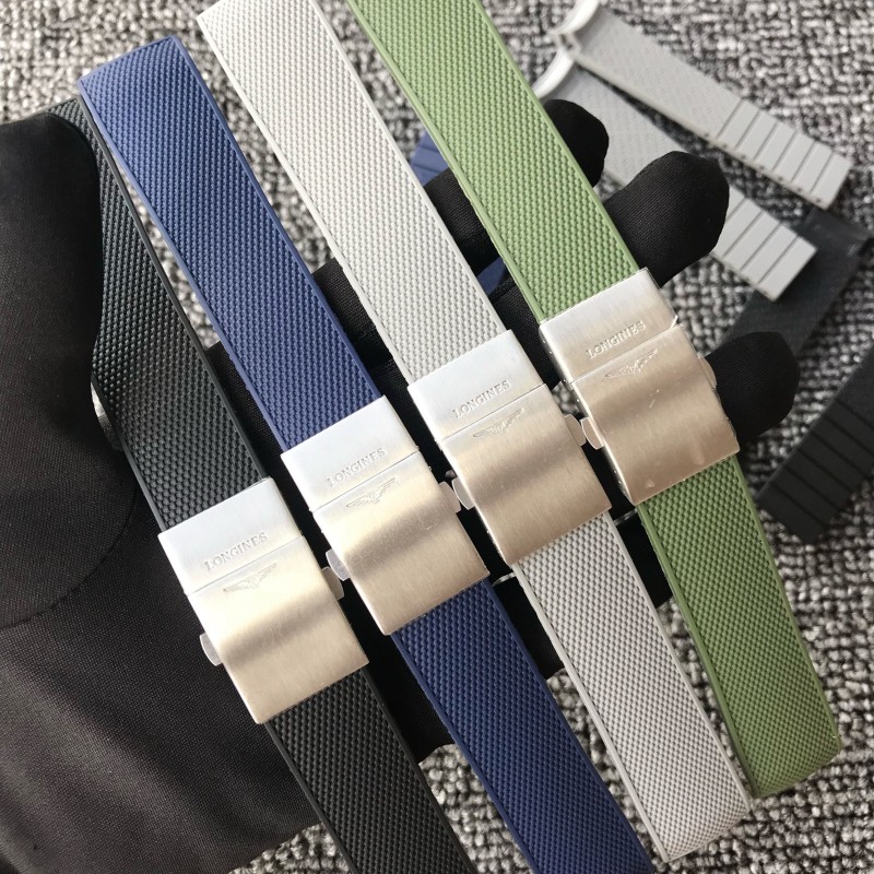 21mm New Style Rubber Watch Strap Black Blue Gray Waterpoof Folding Buckle Watch band Suitable for Longines Conquest Watch