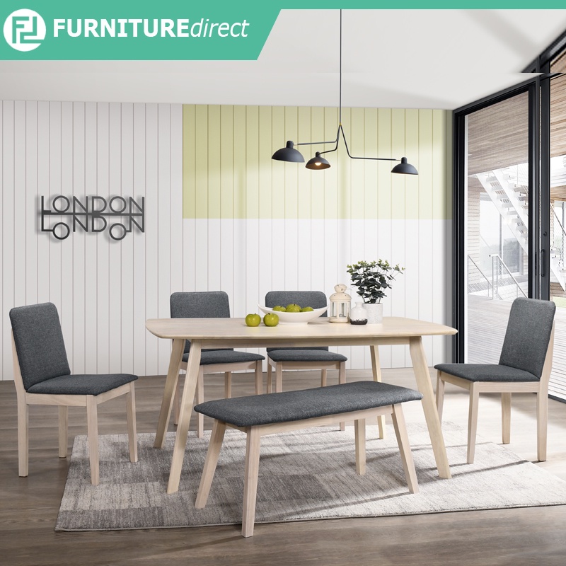 OGIVE Full Solid Wood Dining Set with Bench/ 6 Seater / 4 Seater