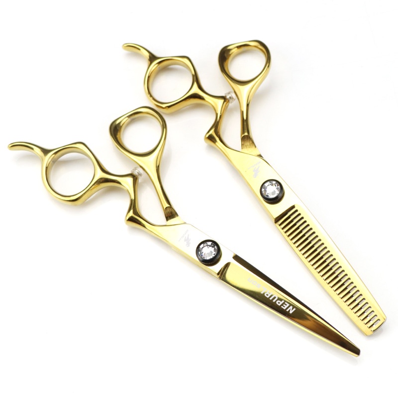6.0 Inch Nepson Gold Z Handle Hair Scissors Barber Scissors Flat ...