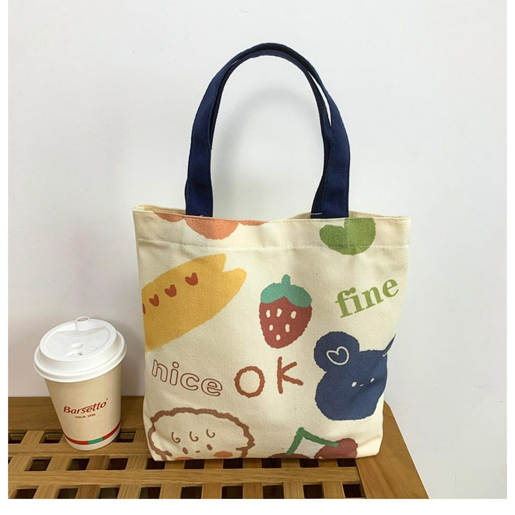 Canvas Tote Bag Shopping Bag Small Cloth Bag Lunch Box Bag | Shopee ...