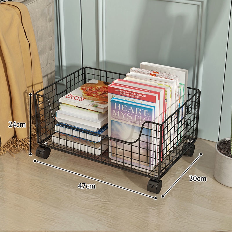 Desk Side Small Bookshelf Desk Side Storage Rack Movable Wheeled