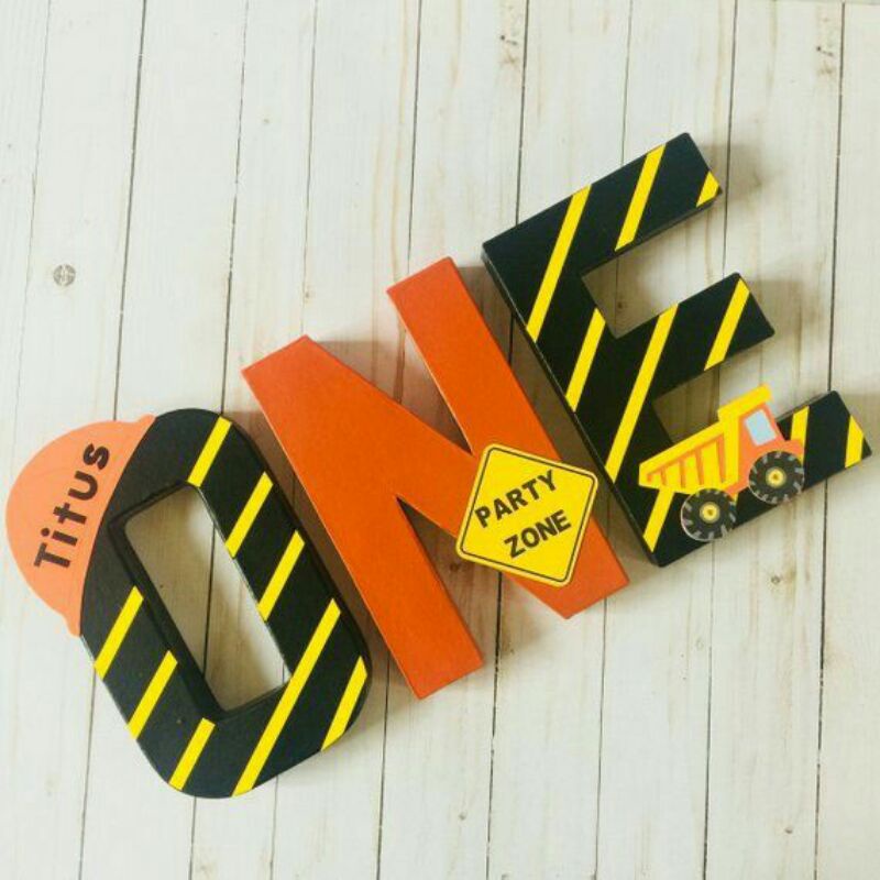 Construction theme 12 INCHES letter standee customized painted Shopee