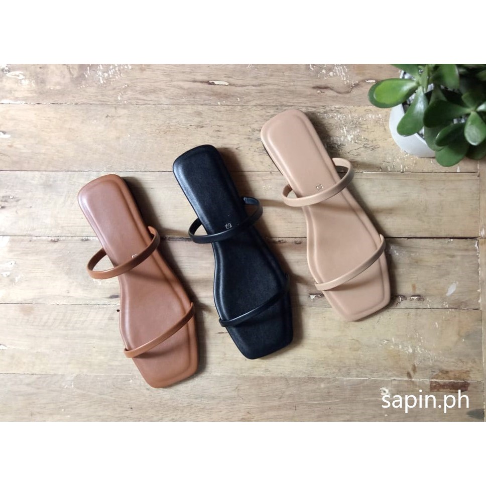 Two Strap Flat Sandals Minimalist slip on ACOLLECTION Shopee