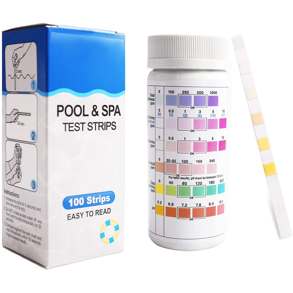 Pool Spa Hot Tub Water Test Strips, 7 in 1 Water Quality Testing Strips