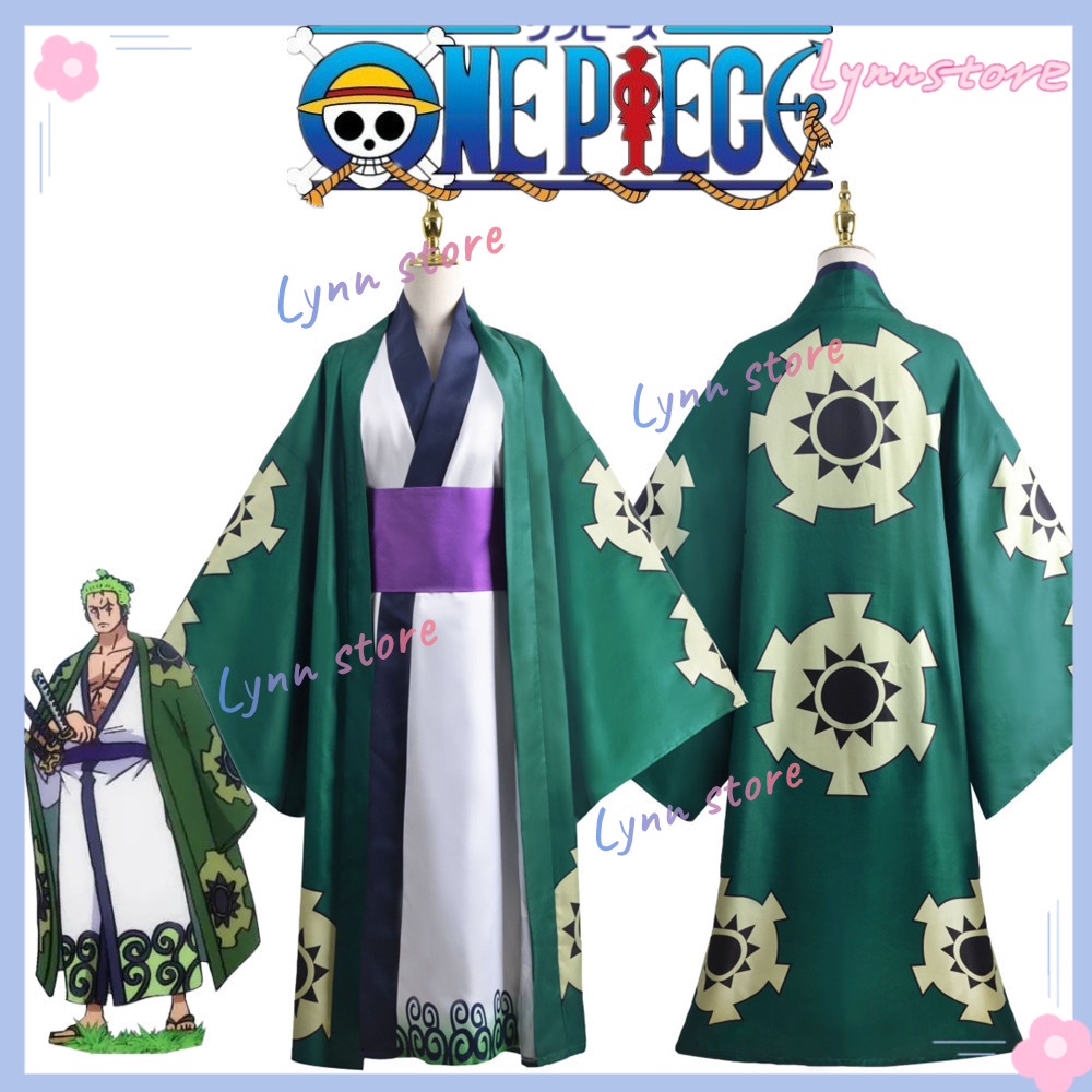 Anime One Piece Roronoa Zoro Cosplay Costume Green Printing Outer ...