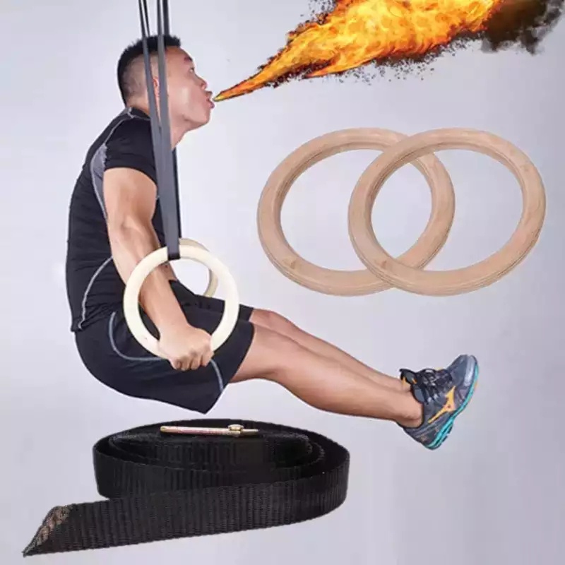 Russian birch Wooden 32mm Gymnastic Rings Gymnastics Fitness Exercise ...