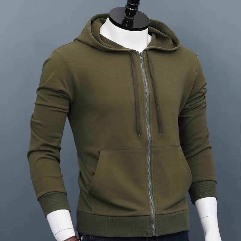 Casual Unisex Plain Hoodie Pullover Jacket With Zipper For Men Women