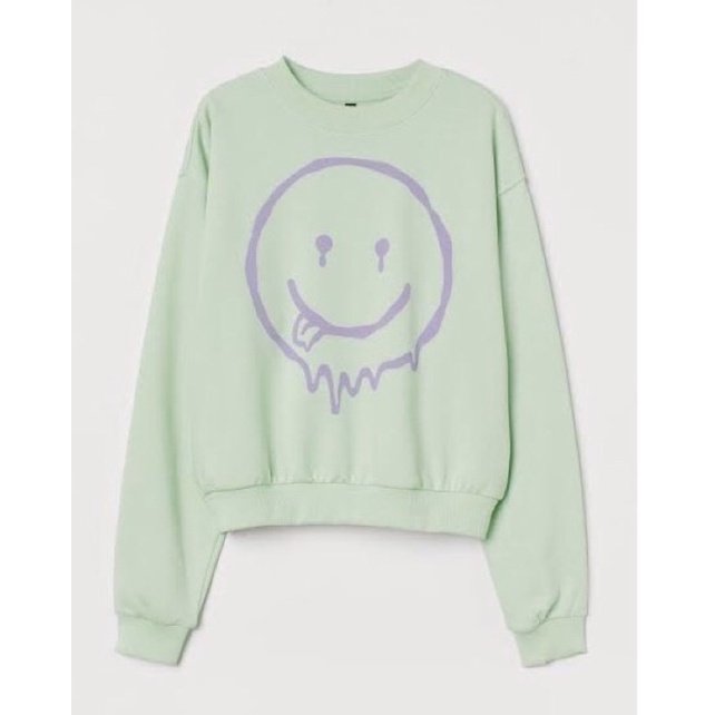 H M DIVIDED SMILEY PULLOVER SWEATSHIRT Shopee Philippines