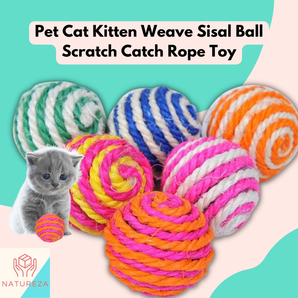 Pet Cat Kitten Weave Sisal Ball Scratch Catch Rope Toy | Shopee Philippines