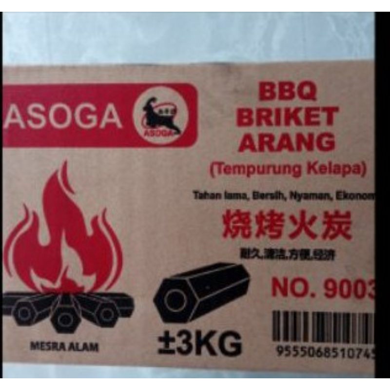 ASOGA 3Kg BBQ Charcoal Briquette/ Arang Tempurung Kelapa/ Coconut Shell ...