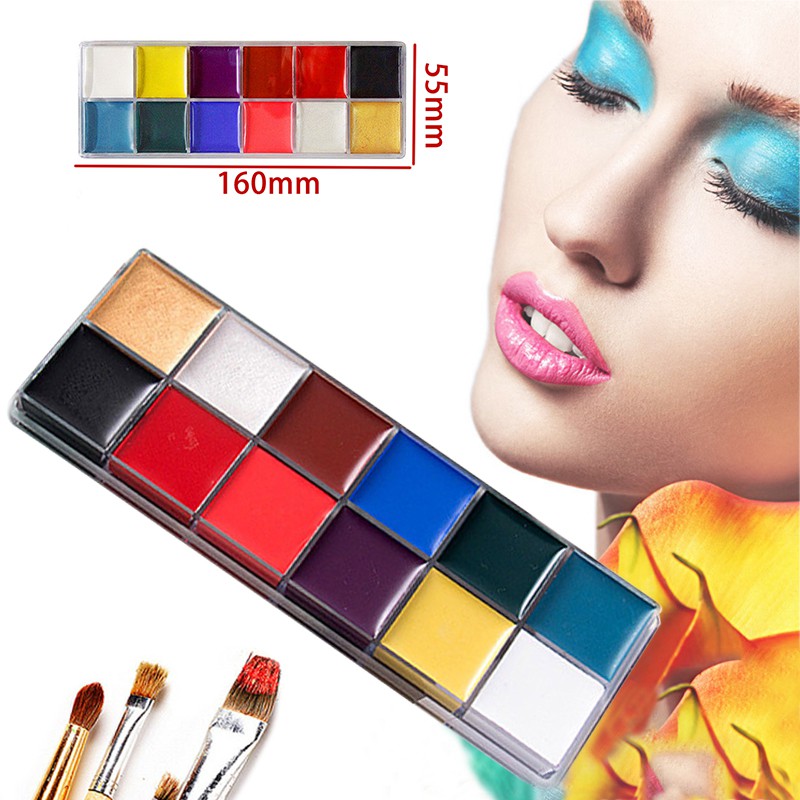 12 Flash Colors Face Body Paint Oil Painting Art Make Up Set Kit ...