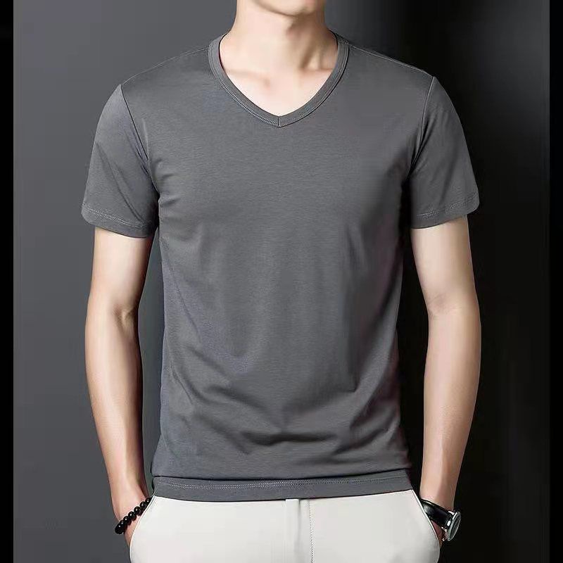 Korean Ice Feel Plain Color Cotton V-neck Tshirt for Unisex Size T ...