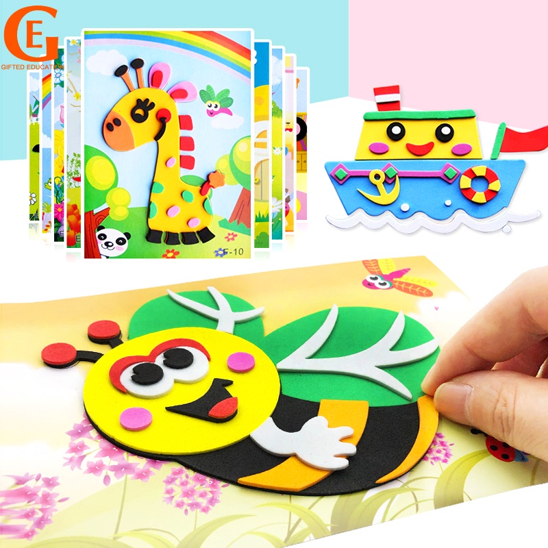 10Pcs DIY Cartoon 3D EVA Foam Sticker Puzzle Kids Art Craft Gift ...