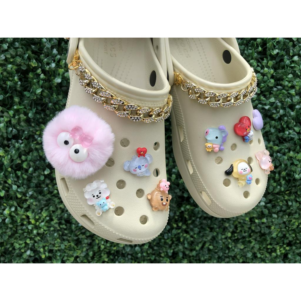 BTS BT21 Jibbitz With Cute Pompom For Crocs Crocs Charms (Glass Version) Shopee Philippines