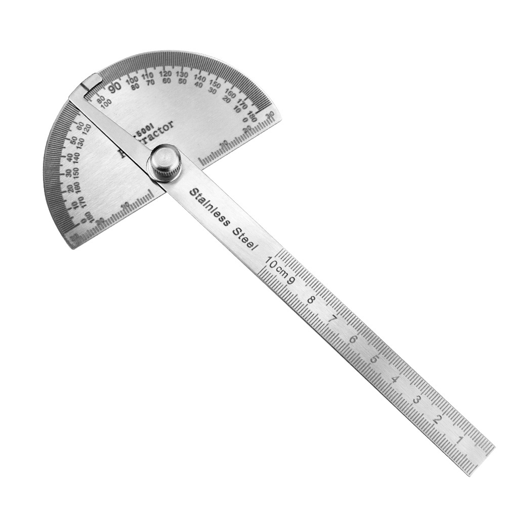 School Office 180 Degree Protractor Rotary Measuring Ruler Metal Angle