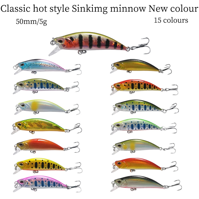 50mm 5g Fishing Lures Sinking Minnow Wobbler Fishing Tackle Hard Bait ...