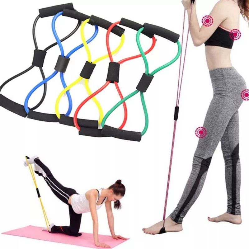 8 Word Type Rubber Resistance Band/ Yoga Custom Resistance Exercise Band  Tube Stretch Fitness Pilate