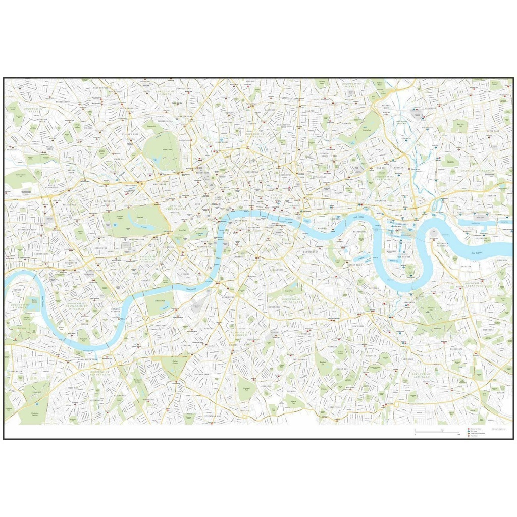 Detailed Map Of London Boroughs Giant Art Silk Poster Home Wall Decor ...