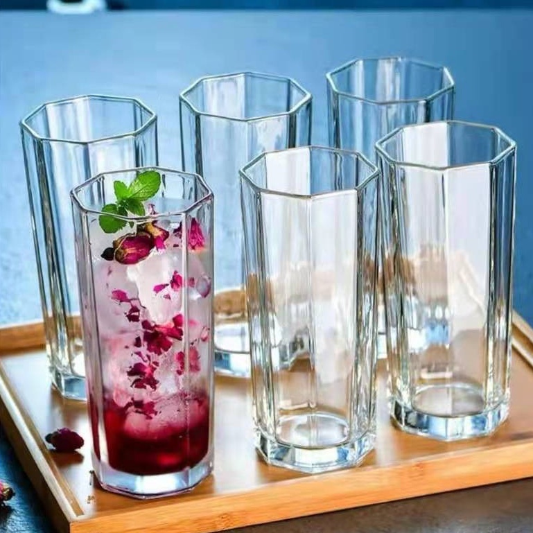 Colored Drinking Glass Baso Good Quality 6pcs In A Set Clear White Only