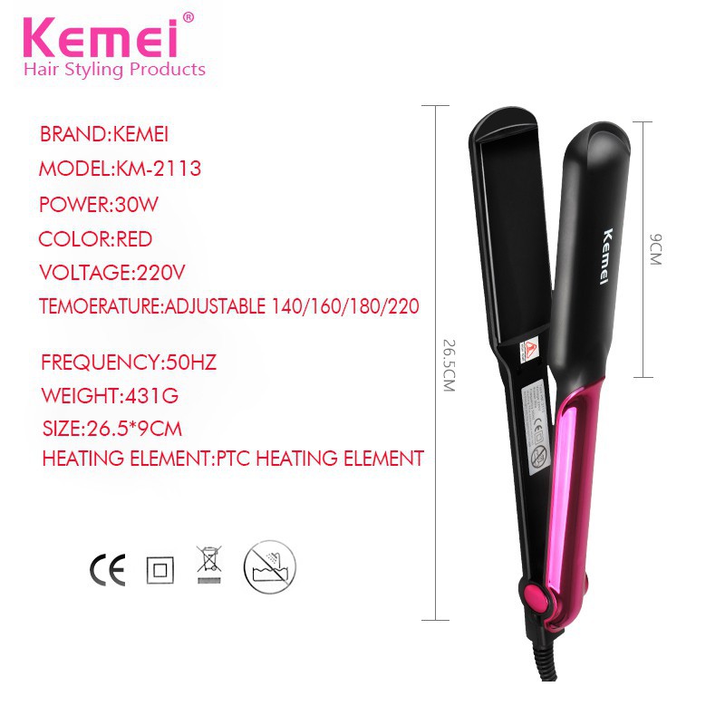 Kemei KM 2113 Hair Straightener Ceramic Flat irons Straightening Iron Curling Corn Wave Board Negtive Ions Curler straightening Shopee Philippines