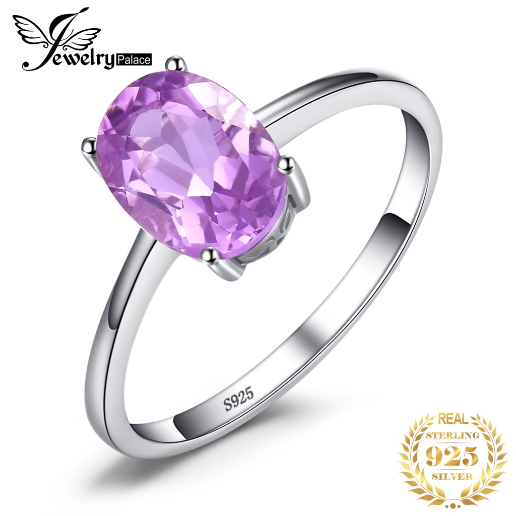 JewelryPalace Birthstone Natural Amethyst Citrine Topaz Garnet Peridot 925  Sterling Silver Rings for Women Fashion Gemstone Birthstone Ring